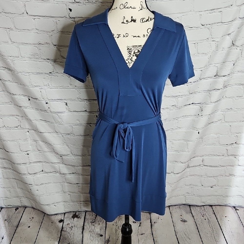 Banana Republic Factory Navy V-Neck Belted Mini Dress Size XS